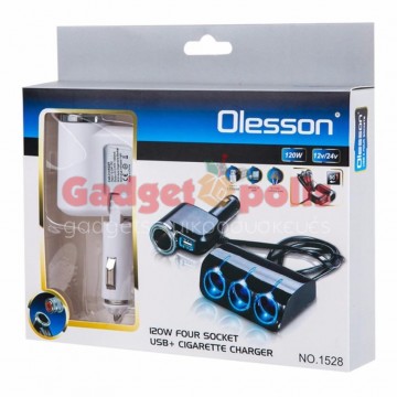 Φορτιστής αναπτήρα αυτοκινήτου USB OLESSON 12-24V 120w