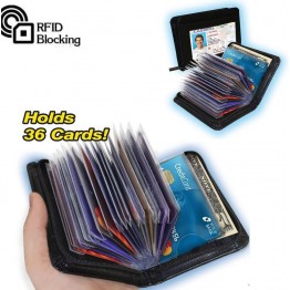 Δερμάτινο πορτοφόλι με φερμουάρ ασφαλείας για 36 κάρτες