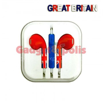 Ακουστικά hands-free με αγγλική σημαία για Apple iphone